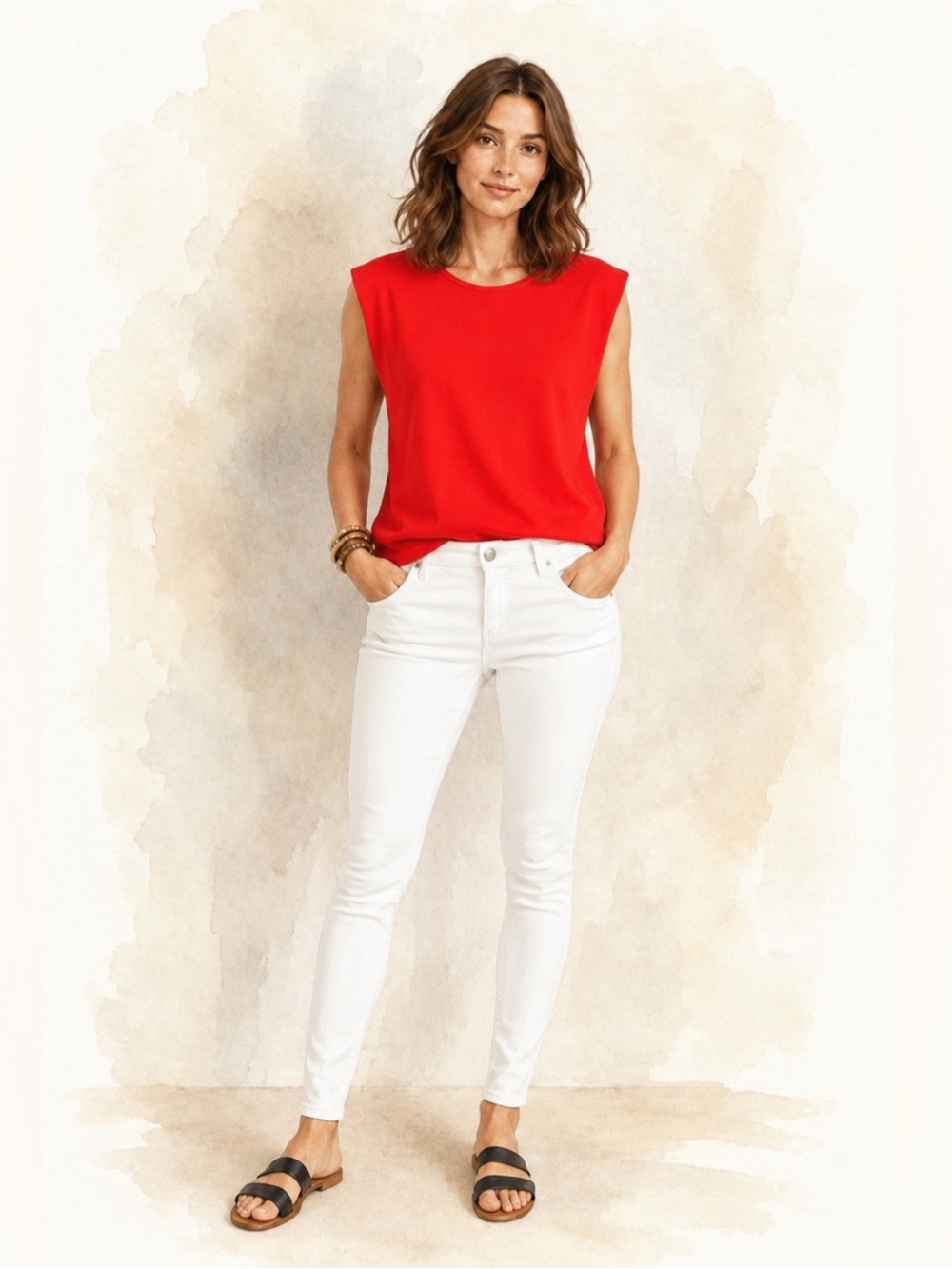 ZARA Red Ribbed Boxy Top | Minimalist Knit Tee